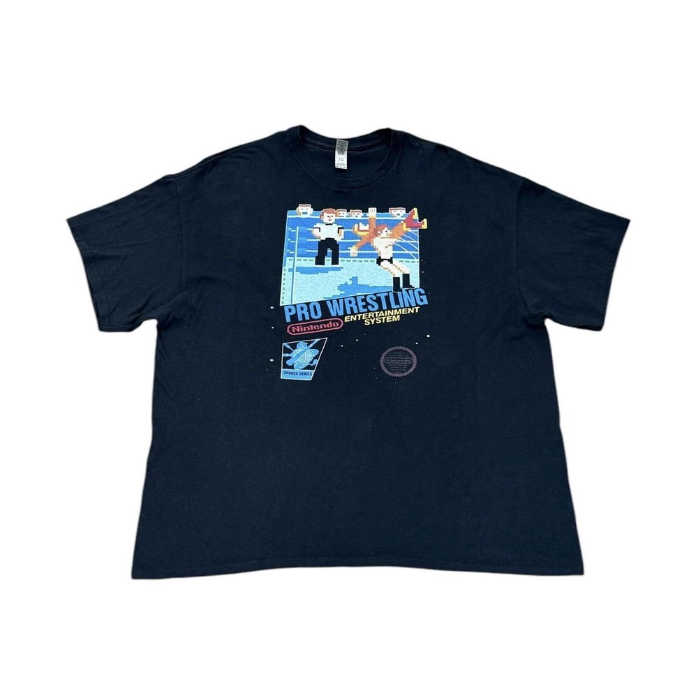 Pro Wrestling Nintendo‎ NES Cover Mens Tshirt Black 2XL Cotton Video Game